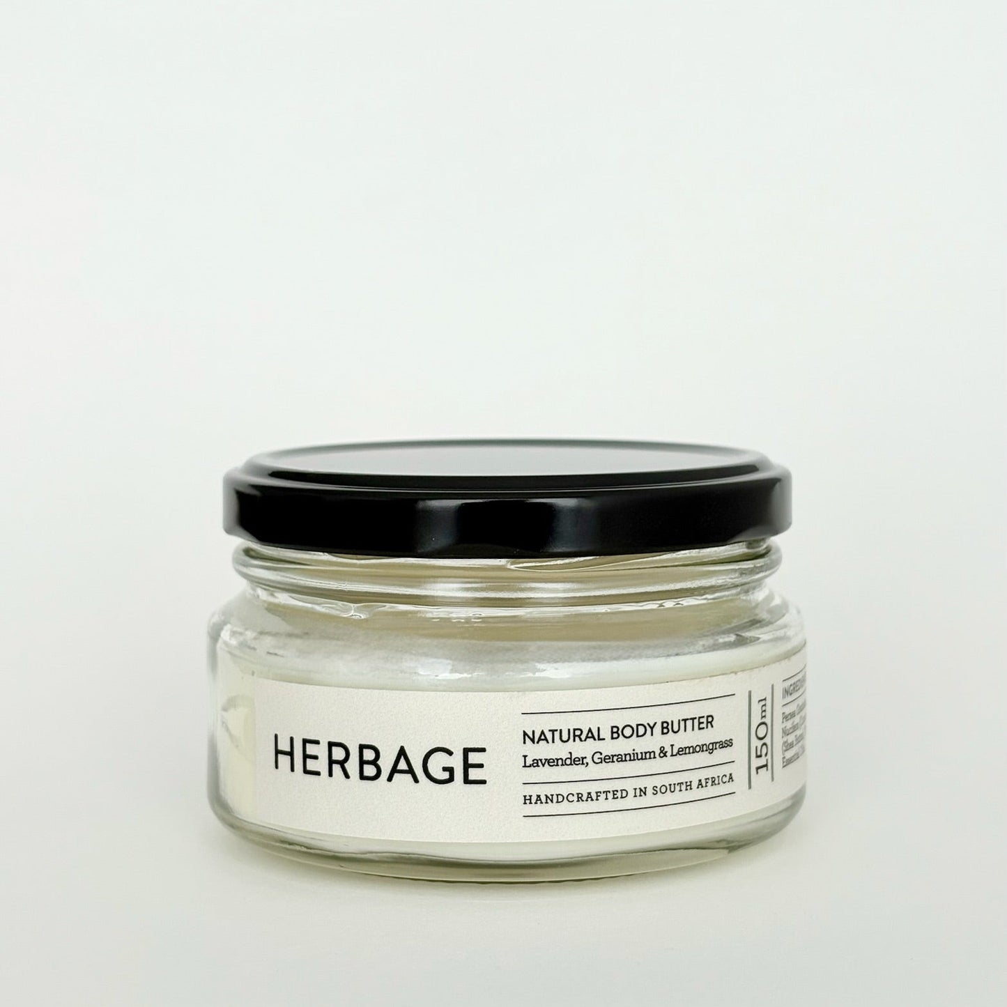Jar of Herbage natural body butter on a white background