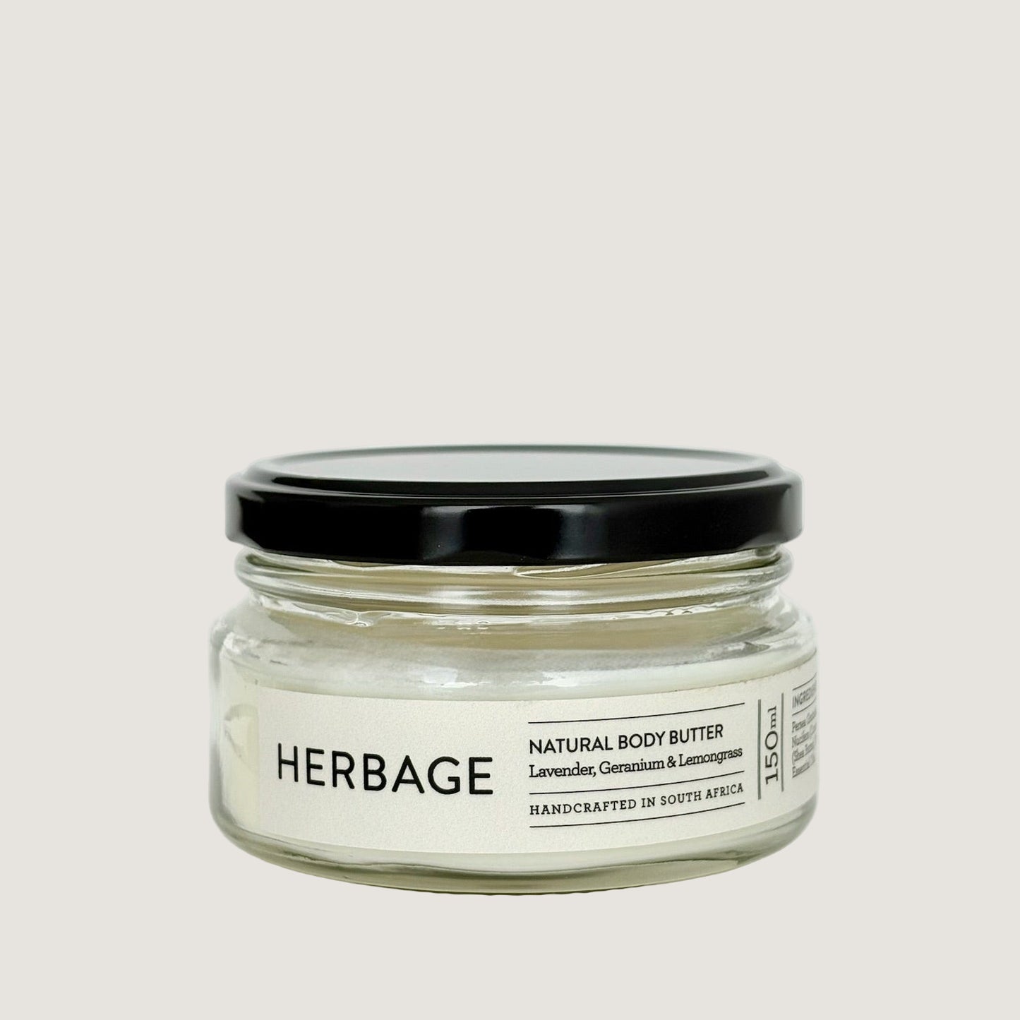 Jar of Herbage natural body butter on a white background